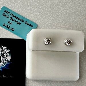 Brand new moissanite screwback earrings, for sale. Solid, Beautiful quality